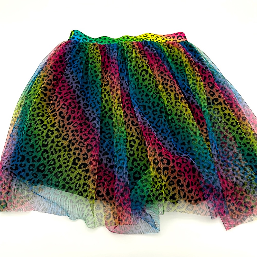 Girls Rainbow Leopard Print Tutu Style Skirt